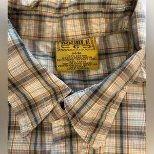 Double G Plaid Cotton button front shirt medium